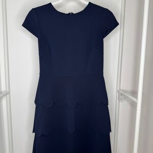 Vince Camuto Navy Scalloped Hem Dress - Size 4P